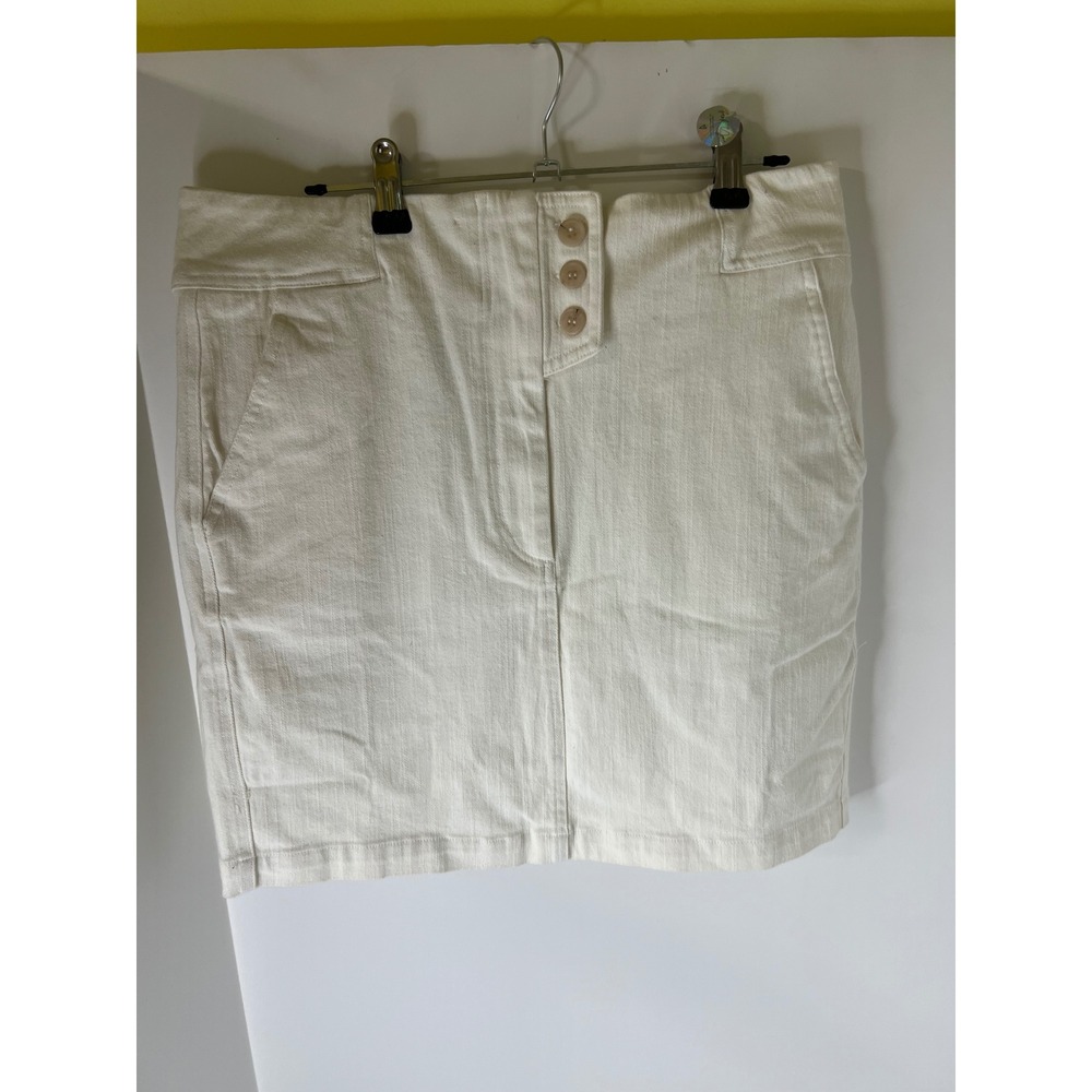 ASTR The Label Womens‎ Off White Button Fly Utility Mini Skirt Size L